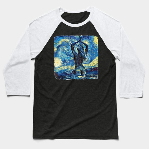 Yoga Van Gogh Style Baseball T-Shirt by todos